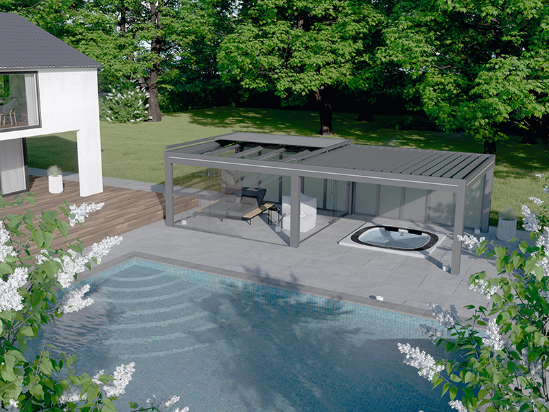 Die Lösung ist mit einem Glasdach kombinierbar. Foto: © TS-Aluminium