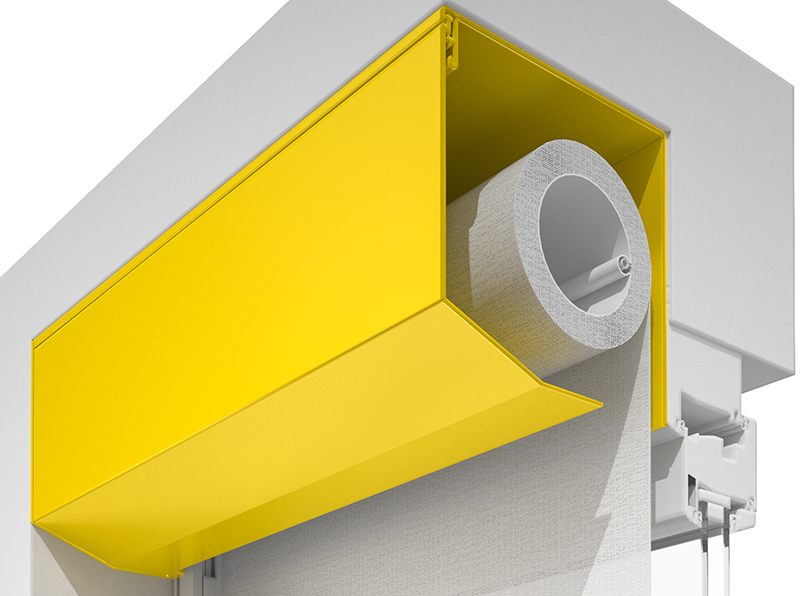 Die neuen Kastenvarianten für den textilen Behang ermöglichen eine einfache Revision von vorn. Foto: © Alukon