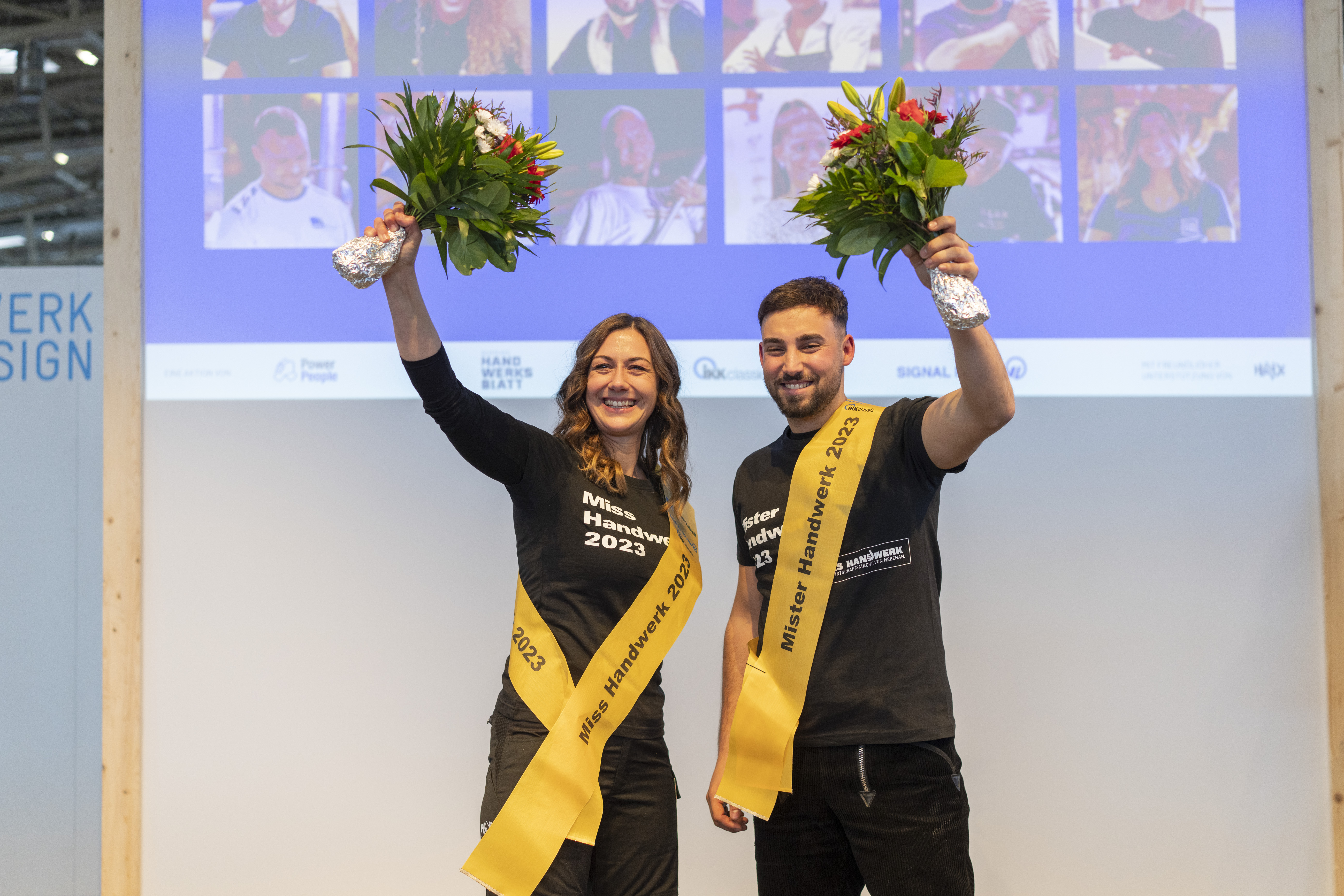 Maren und Tarek als frischgebackene Miss und Mister Handwerk 2023. Foto: © Diar Nedamaldeen / Verlagsanstalt Handwerk