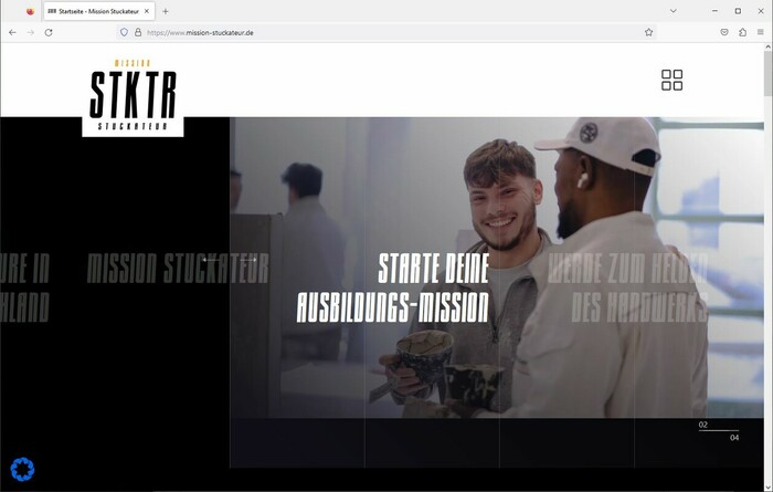 Die Website der Kampagne Mission Stuckateur Foto: © Fachverband der Stuckateure für Ausbau und Fassade Baden-Württemberg (SAF)