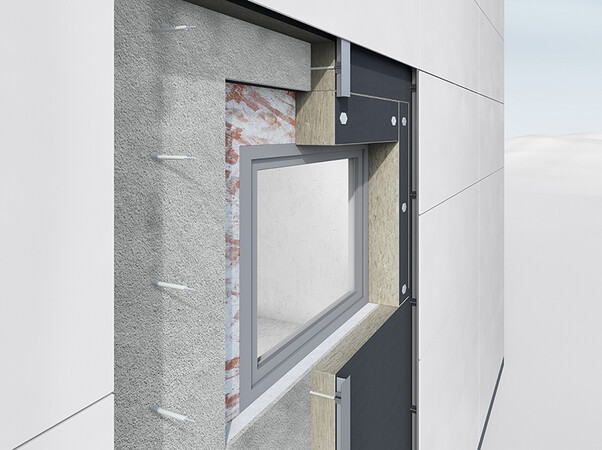 Die Sanierungslösung für alte WDVS besteht aus dem Fassadenanker Schöck Isolink und der Dämmung Fixrock von Rockwool. Foto: © Schöck Bauteile GmbH