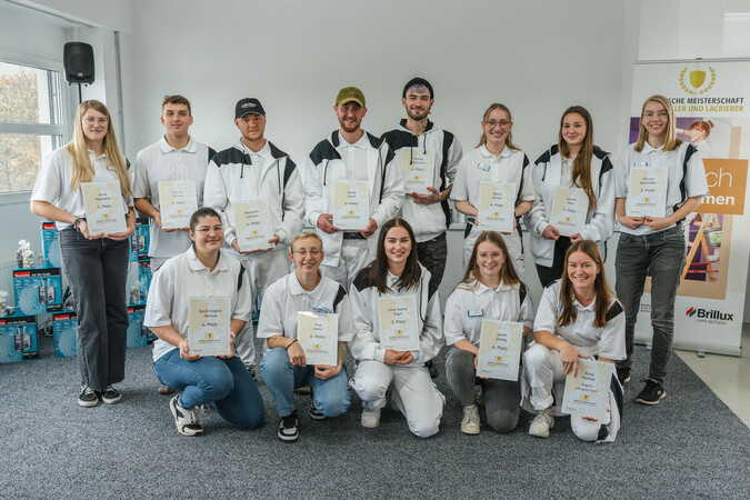 Teilnehmer der Deutschen Meisterschaft im Maler- und Lackiererhandwerk 2023 Foto: © BV Farbe/Bastien Bodenstein Teilnehmer der Deutschen Meisterschaft im Maler- und Lackiererhandwerk 2023 Foto: © BV Farbe/Bastien Bodenstein
