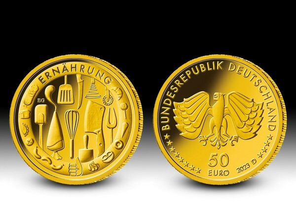 Das erste Motiv auf der 50-Euro-Goldmünze aus der Serie Deutsches Handwerk Foto: © BVA/Elena Gerber (Künstlerin)/Hans-Jürgen Fuchs (Fotograf)