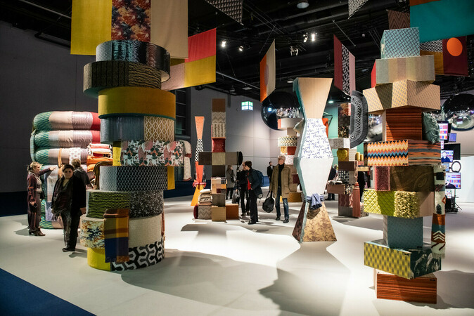 Textilien in allen Formen und Farben in der Heimtextil Trend Space. Foto: © Messe Frankfurt GmbH / Pietro Sutera