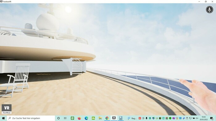Die iHub-Yacht ist eine öffentlich zugängliche Welt auf der VR-Plattform WIS Virtual Experiences. Foto: © WIS/Screenshot