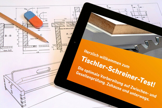 Der digitale Tischler-Schreiner-Test bietet Auszubildenden über 1.200 aktuelle Übungsaufgaben mit Musterlösungen. Foto: © Tischler NRW