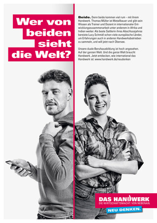 Das Kampagnenbild mit dem Koblenzer Metallbauer Thomas Müller (l.). Foto: © handwerk.de/Schrader