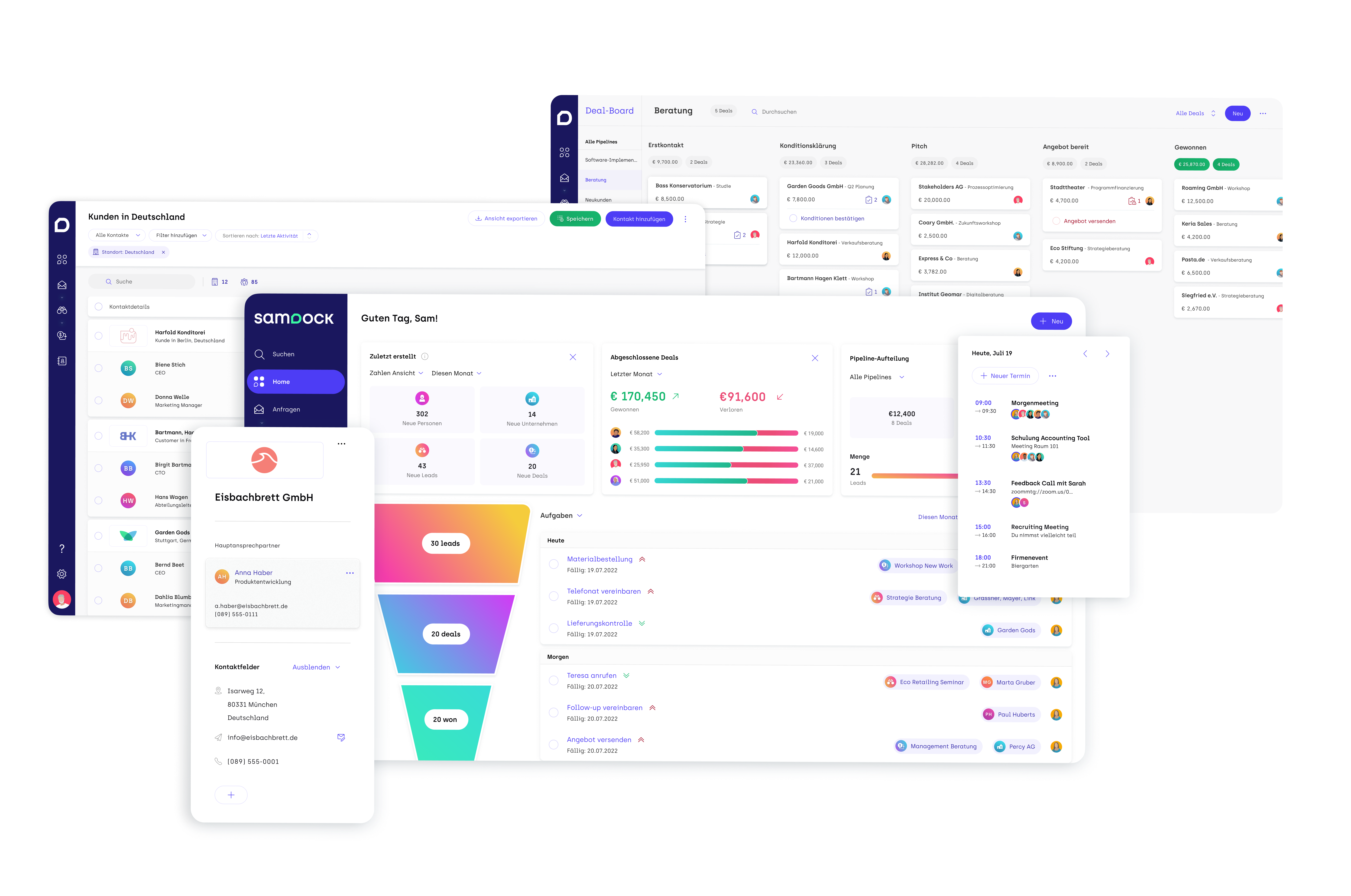 Die CRM-Software von Samdock wurde nach eigenen Angaben speziell für die Anforderungen und Arbeitsabläufe kleiner und mittlerer Vertriebsteams entwickelt. Foto: © Samdock GmbH Die CRM-Software von Samdock wurde nach eigenen Angaben speziell für die Anforderungen und Arbeitsabläufe kleiner und mittlerer Vertriebsteams entwickelt. Foto: © Samdock GmbH